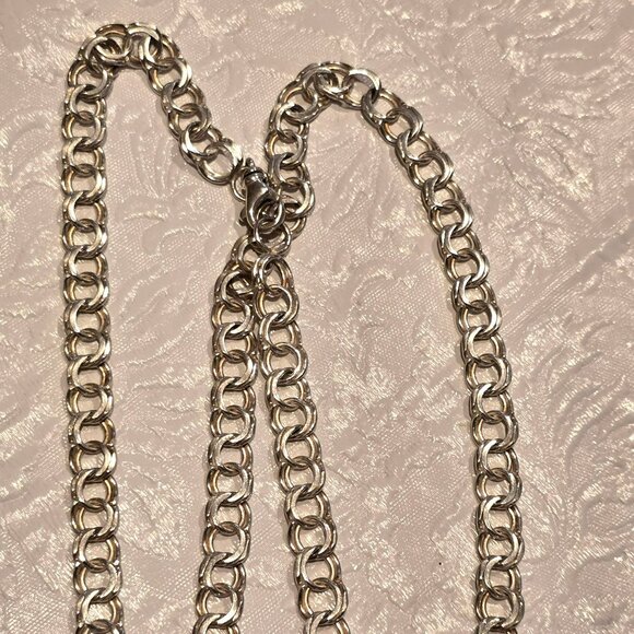 Vintage Sterling Silver Spoon Handle Pendant Necklace Double Curb Chain HS106 - Picture 4 of 11